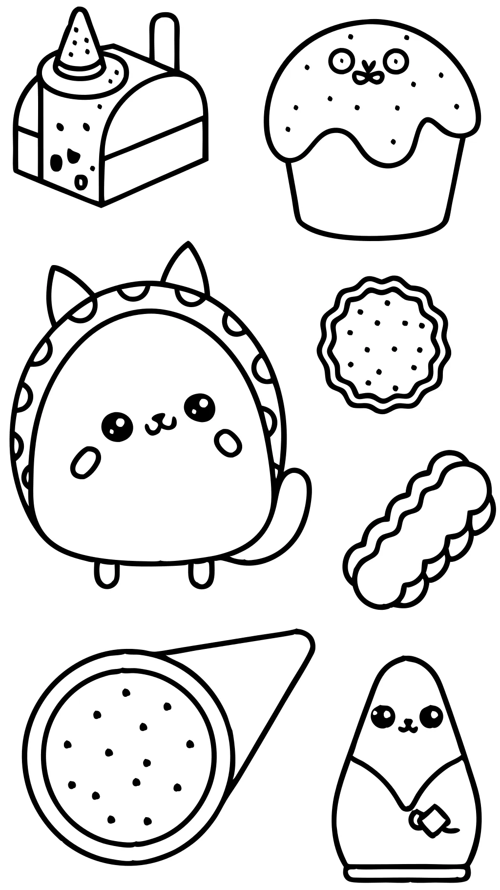 food pusheen coloring pages